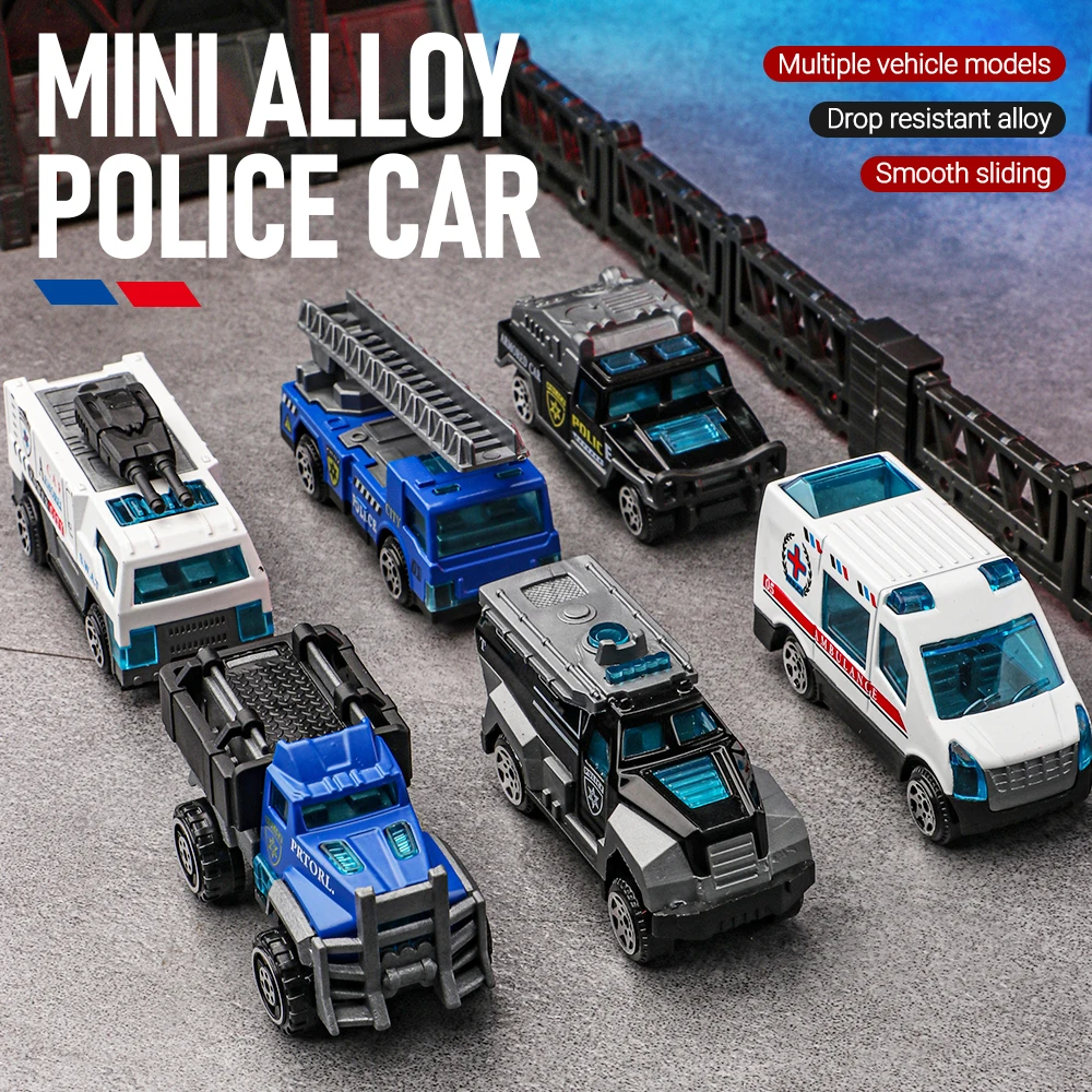 Mini coche de aleación 1:64, ambulancia fundida, modelo de policía, vehículo deportivo, colección de simulación, regalos, juguetes para niños ﻿