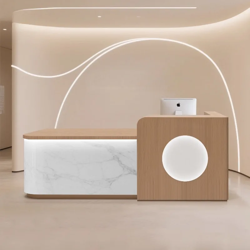 

Elegant Executive Reception Desk with Shelves and Storage for Business Office Front Desk Furniture Hotel Lobby Counter