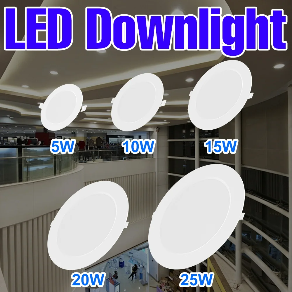 25W LED Downlight Recesed Round Ceiling Lamp Home Foyer Balcony Living room Corridor Soft Lighting AC 220V Cold White No Flicker