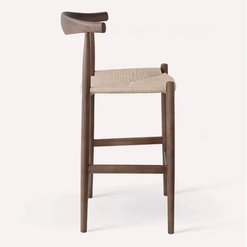 Silla de bar trenzada de madera personalizable minimalista nórdico