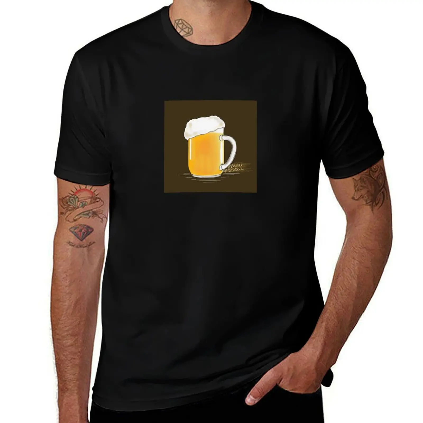 

Beer Mug with Foam – Minimalist Beer Illustration T-Shirt oversized graphic tee Clothing for a boy compression shirt men