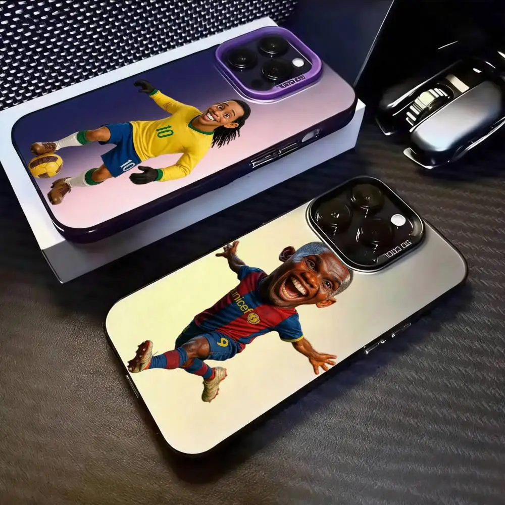 Capa de Telefone Luxuosa e Inquebrável com Impressão do Superestrela do Futebol Ronaldinho para iPhone 11/12/13/14/15/16/17 Plus, Pro, Pro Max e Air