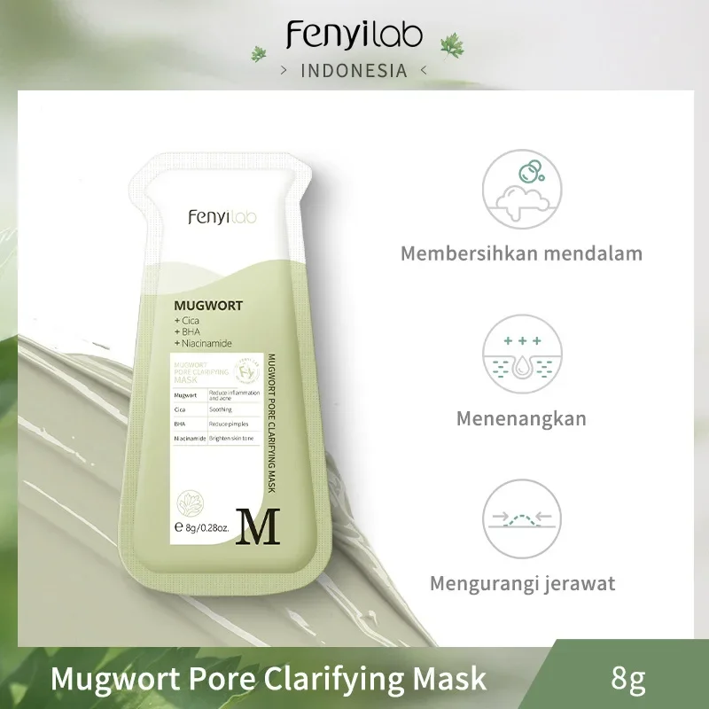 10pcs Fenyi Mugwort Mud Mask Collagen Moisturizing Face Clay Mask Oil-Control Deep Cleansing Repairing Facial Skin Care Mask