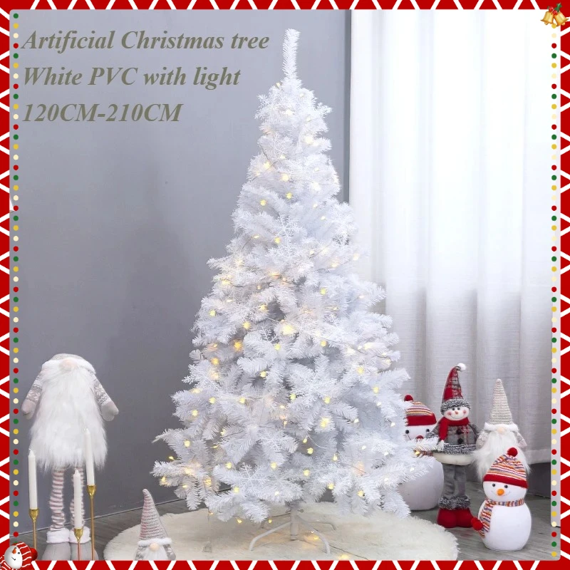 

Artificial Christmas Tree White PVC Encrypted Christmas Tree 1.2M-2.1M with Lights Family Party Halloween Atmosphere Decoration