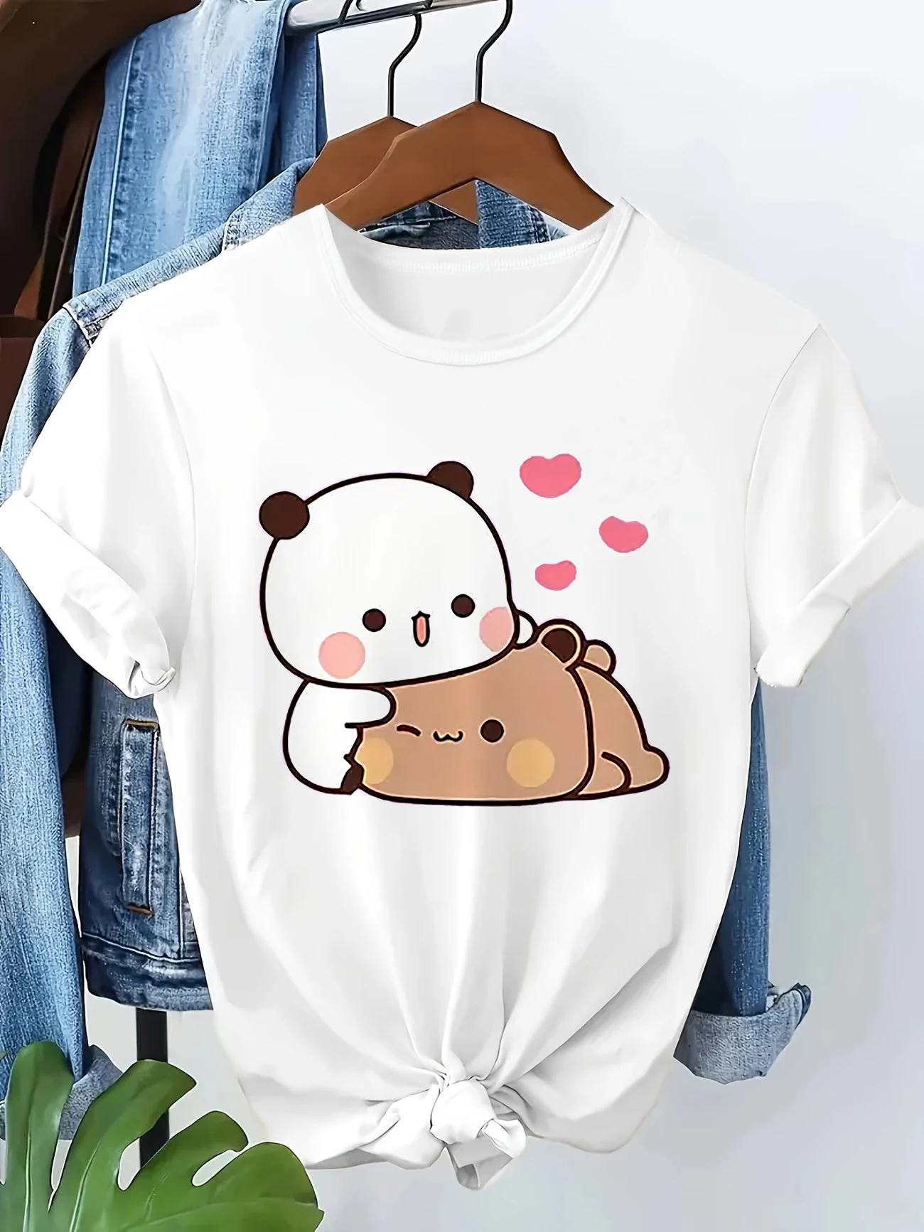 Funny Love Bubu and Dudu Funny Casual Y2k Fashion T-shirt Print Short Sleeve T Shirt Clothing Top Tee Summer Ladies Girls Shirt
