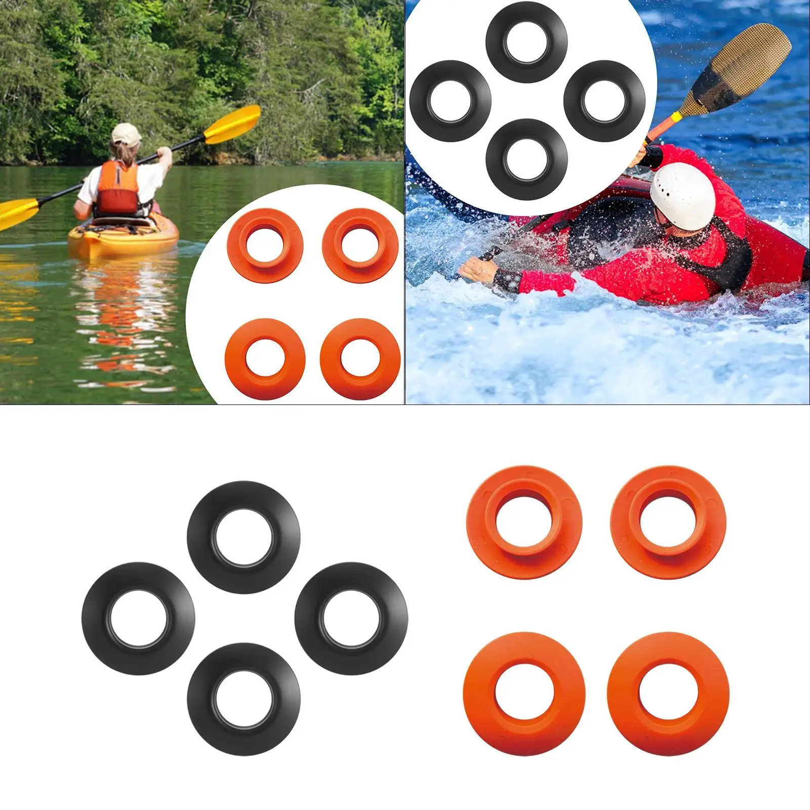 4x Kayak Paddle Drip Rings Paddle Protection Easy Installation Practical PVC Kayak Oar Drip Rings Splash Guards for Boating
