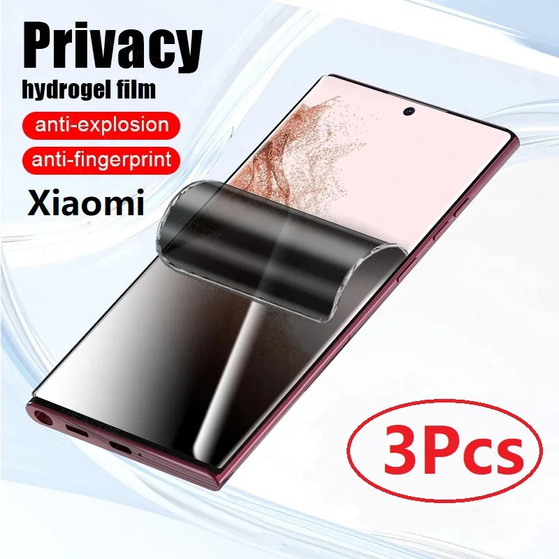 

3Pcs Privacy Hydrogel Film For Xiaomi Poco X6 F5 Pro F4 GT F3 C65 X3 X4 X5 M4 M3 M6 M5S Without Fingerprint Unlocking