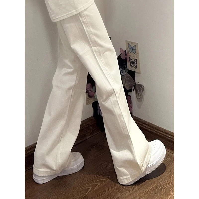 Cleanfit Elastic Micro Flared Jeans Men's White Denim Slimming Trendy Autumn Wear Youthful Long Pants Middle Waist Zipper
