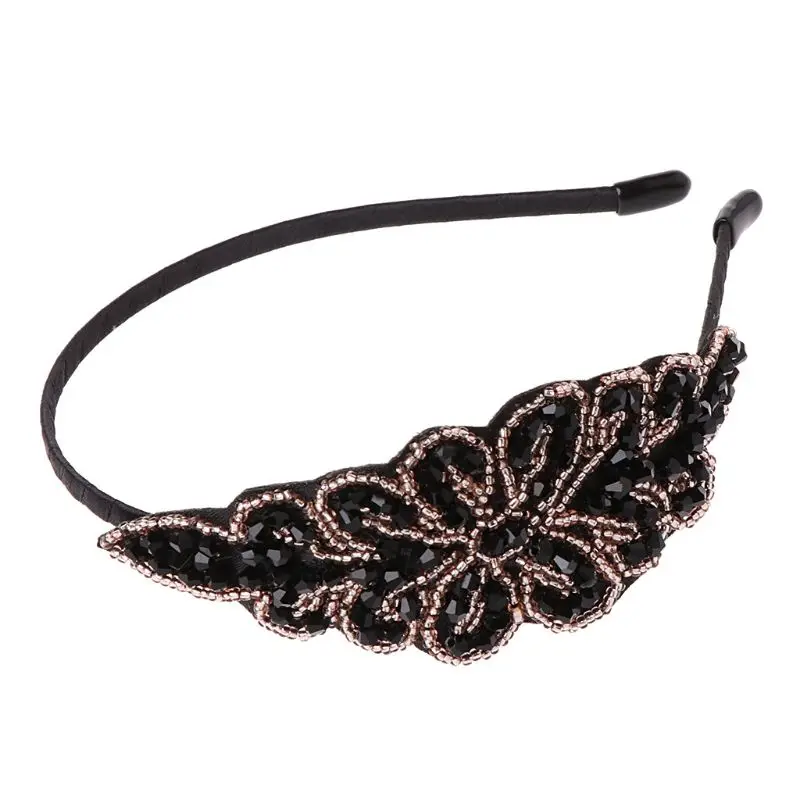 Ladies Girl Vintage 1920s Inspired Metal Alloy Headband Beaded Flapper Faux Crys