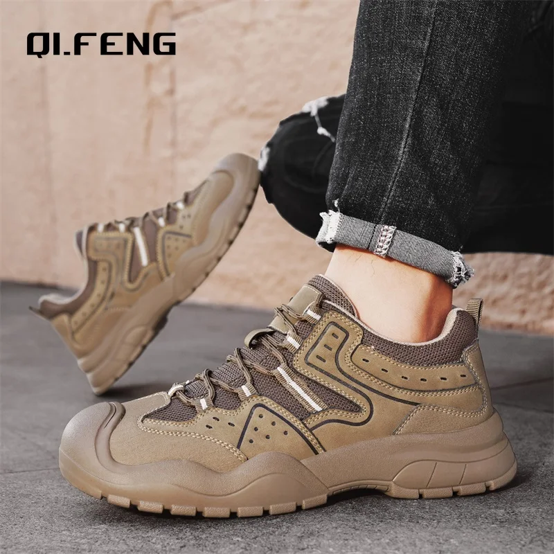 

Men's High Quality Outdoor Mountaineering Shoes Spring and Autumn Mesh Breathable Sneaker Leisure Hiking Travel Non slip Shoes