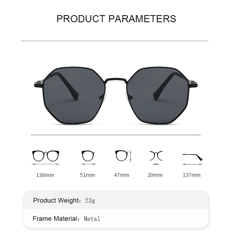 2 قطعة إطار معدني هندسي ومستدير نظارات شمسية كلاسيكية عصرية لتزيين العطلات دعائم الصور 2246 #6