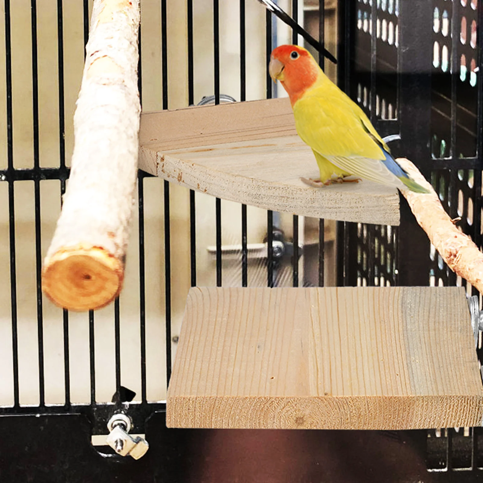 

2 pcs Bird Perch Platforms Wood For Small Birds Parrot Stand Bird Cage Accessories Pet Playground Perches For Conures Finches