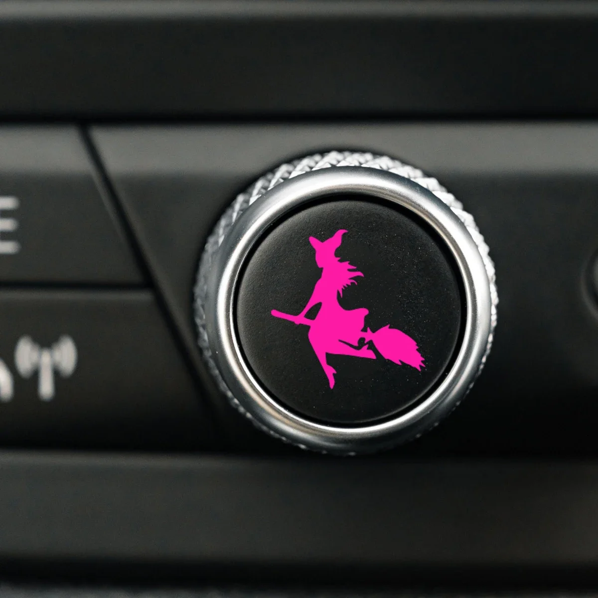 2PCS Witch Car Button Decal Spooky Halloween Vinyl Sticker For Women Auto Interior Decor Blank Car Buttons Accessories