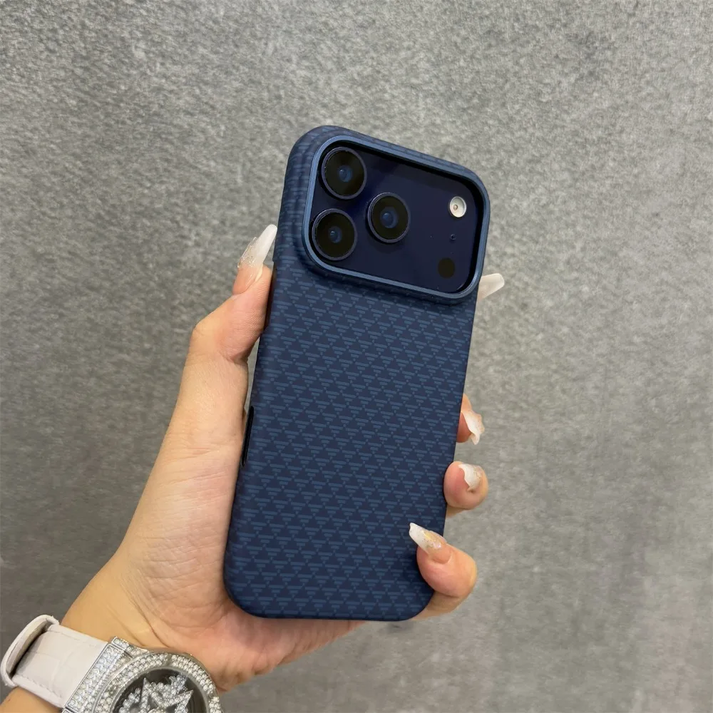

Minimalist Business Kevlar Matte Hard Carbon Pattern for Mag-safe Original Case for IPhone 17 Pro Max Charge Protection Cover