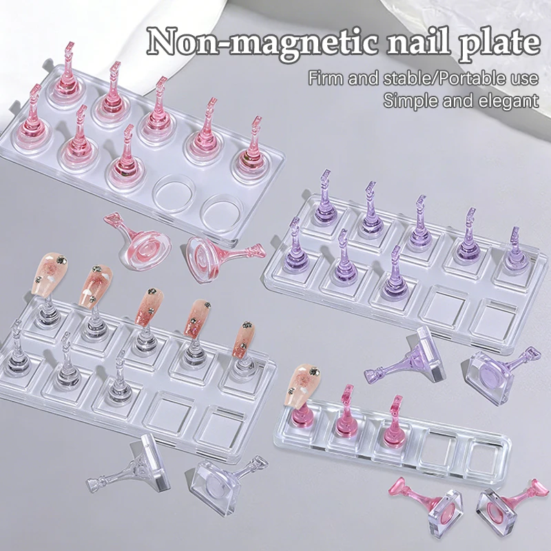 10-Fach Nicht-Magnetischer Acryl-Nagelständer, Falsche Nagel-Präsentationsständer, Tipphalter für Cat-Eye-Gel und Press-On-Nägel, Praktisches Display-Regal