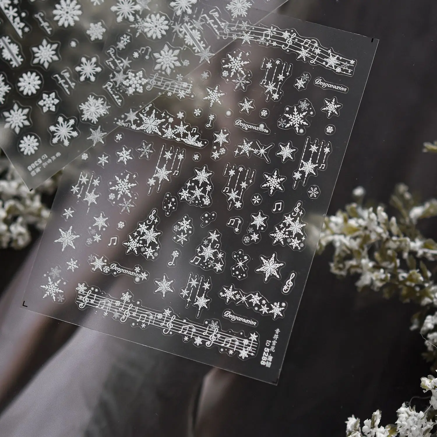 الدانتيل ندفة الثلج الأظافر اكسسوارات ملصقات رقيقة وصعبة مسمار الفن ثلاثية الأبعاد زينة ملصقات لاصقة عيد الميلاد مانيكير الشارات DIY بها بنفسك #4
