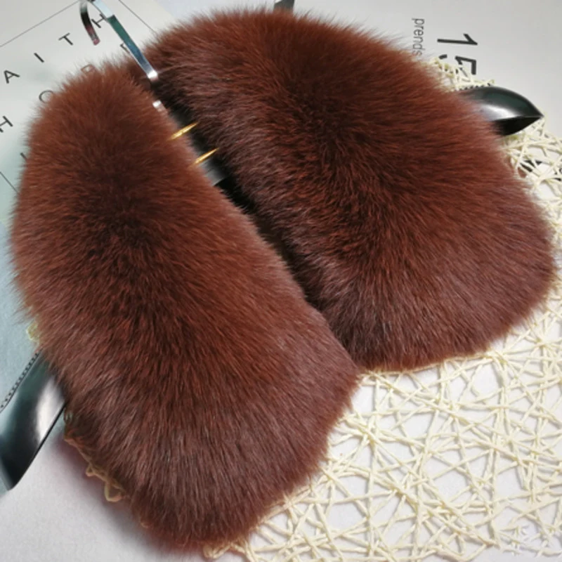 Fox Fur Scarf Winter Women 100% Real Square Fur Collar for Coat Jackets Natural Fur Scarves Neck Warm Shawls for Men 50-60cm