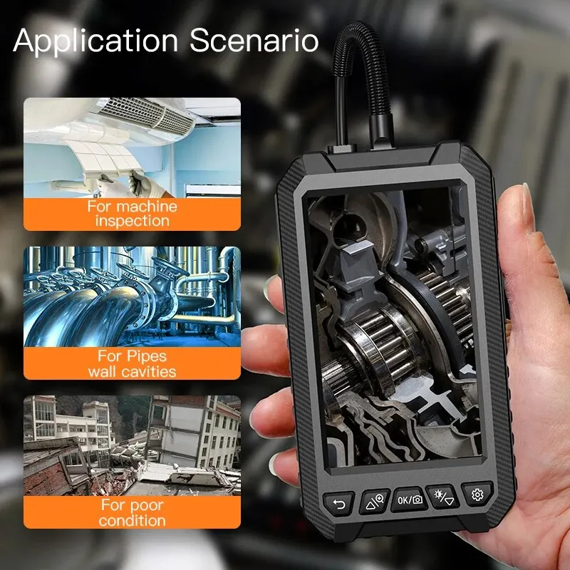 KERUI Dual & Triple Lens Industrial Endoscope Camera 5'' LCD Borescope Inspection Mini Camera 1080P Digital Waterproof For Car