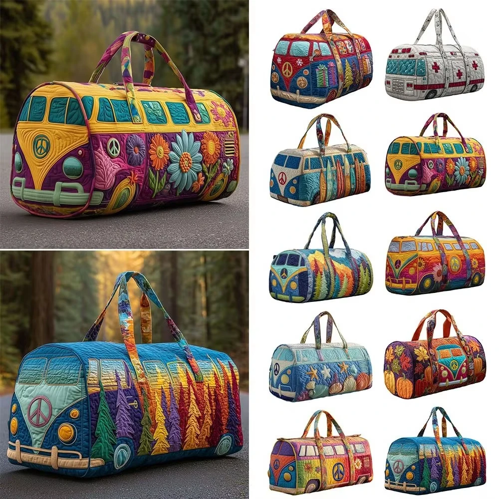 Adjustable Strap Quilted Duffle Bag Large Capacity Tote Bags Travel Duffel Bag 3D Quilting Craft Short-distance Handbag