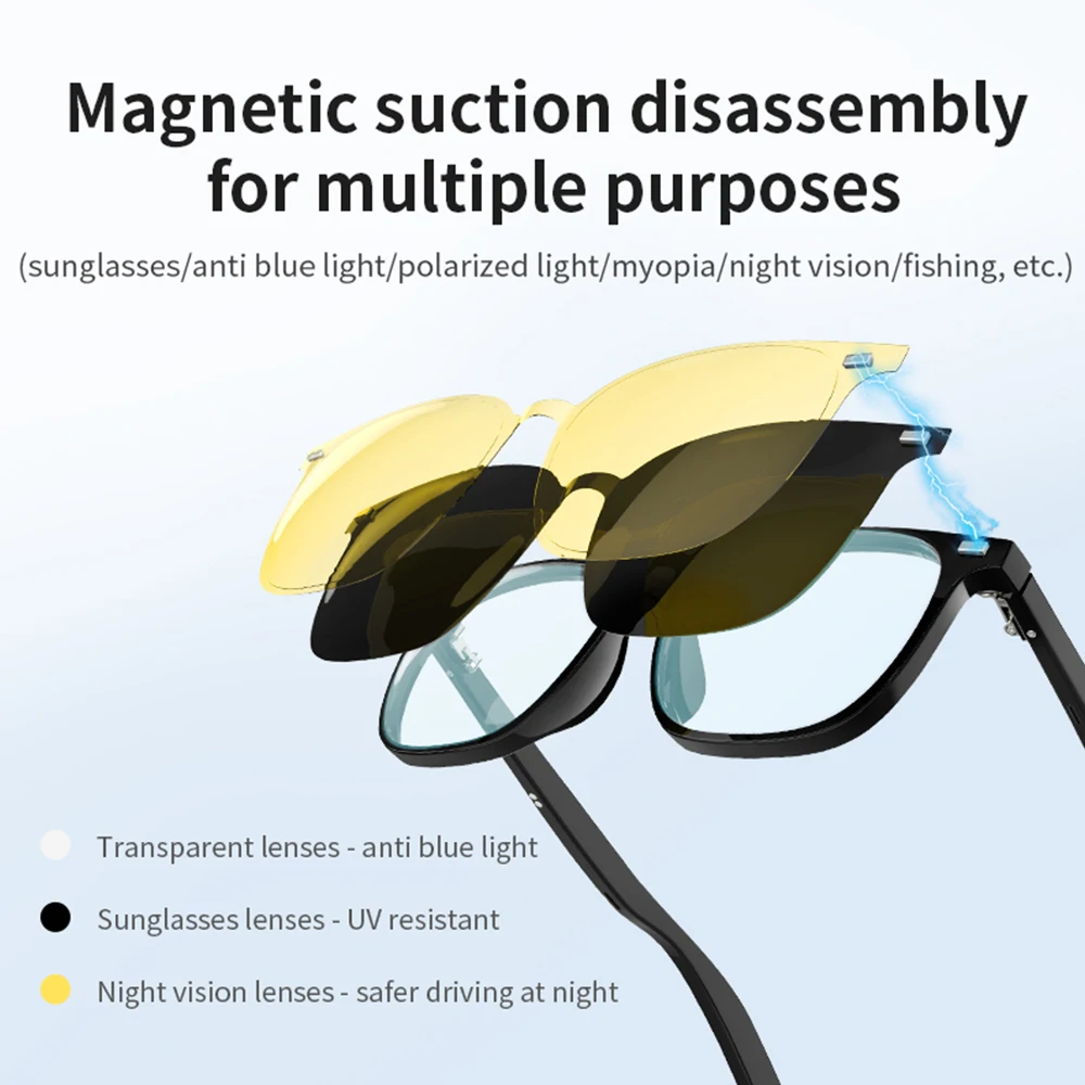 Smart Glasses Stereo Music Hands-free Smart Sports Anti-blue Light Sunglasses Wireless Call Intelligent Glasses