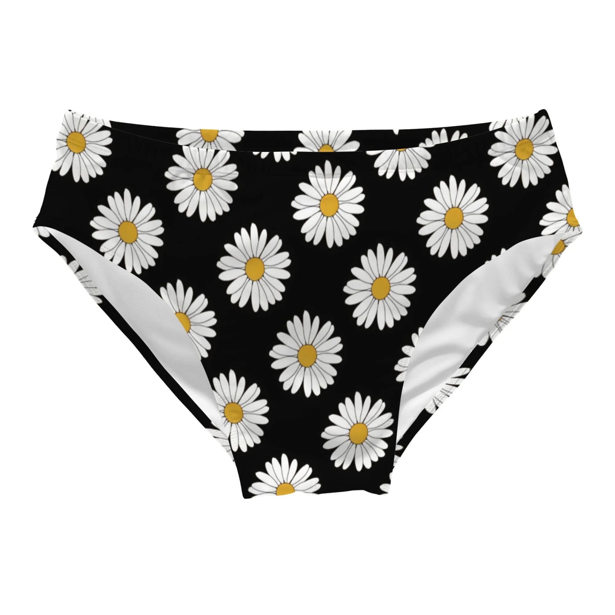Men's swimming trunks with daisy pattern print, lightweight, comfortable and breathable sexy bikini men's briefs beach shorts