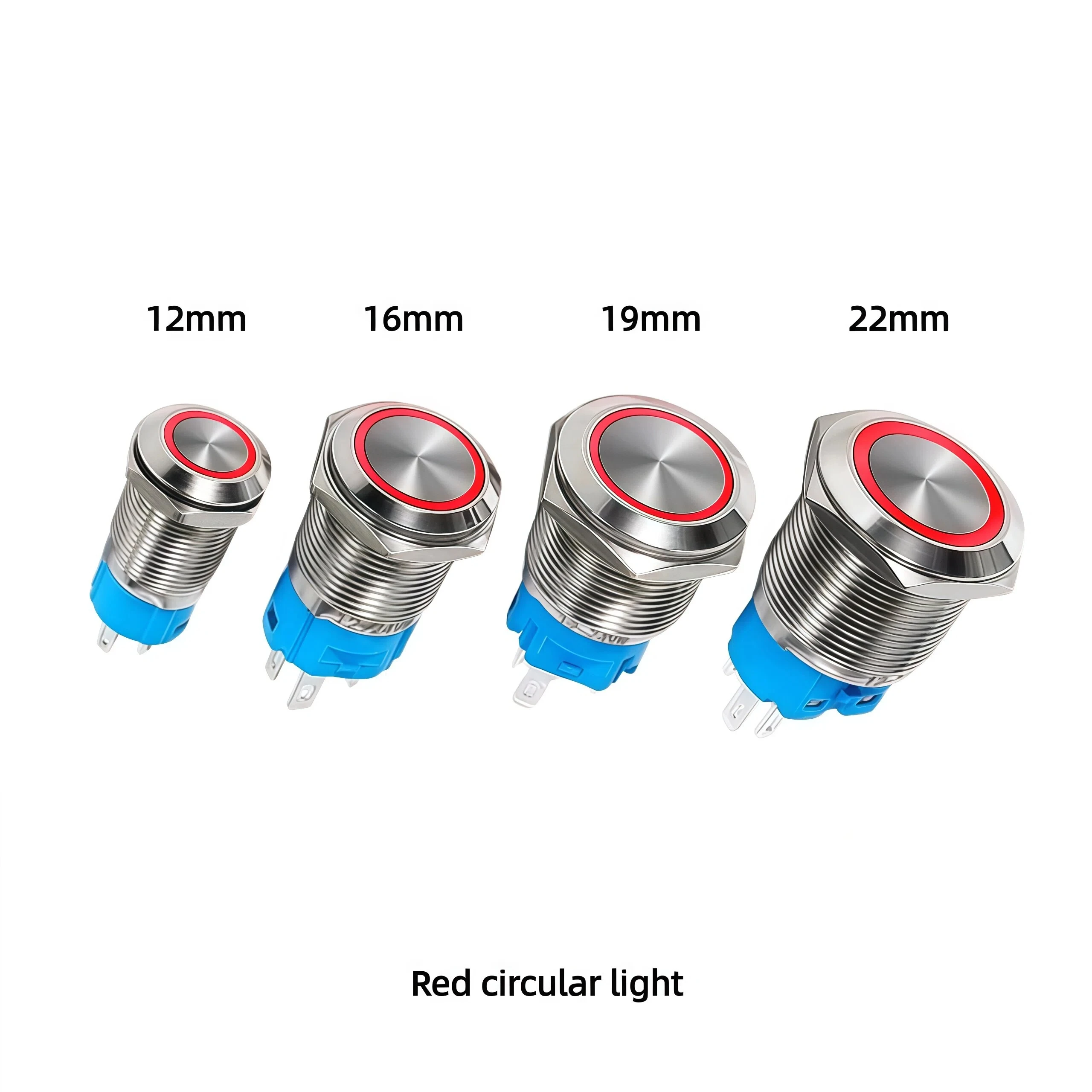 مفتاح زر معدني مقاوم للماء مع ضوء 12/16/19/22 مم زر ضغط تعديل السيارة ذاتي القفل