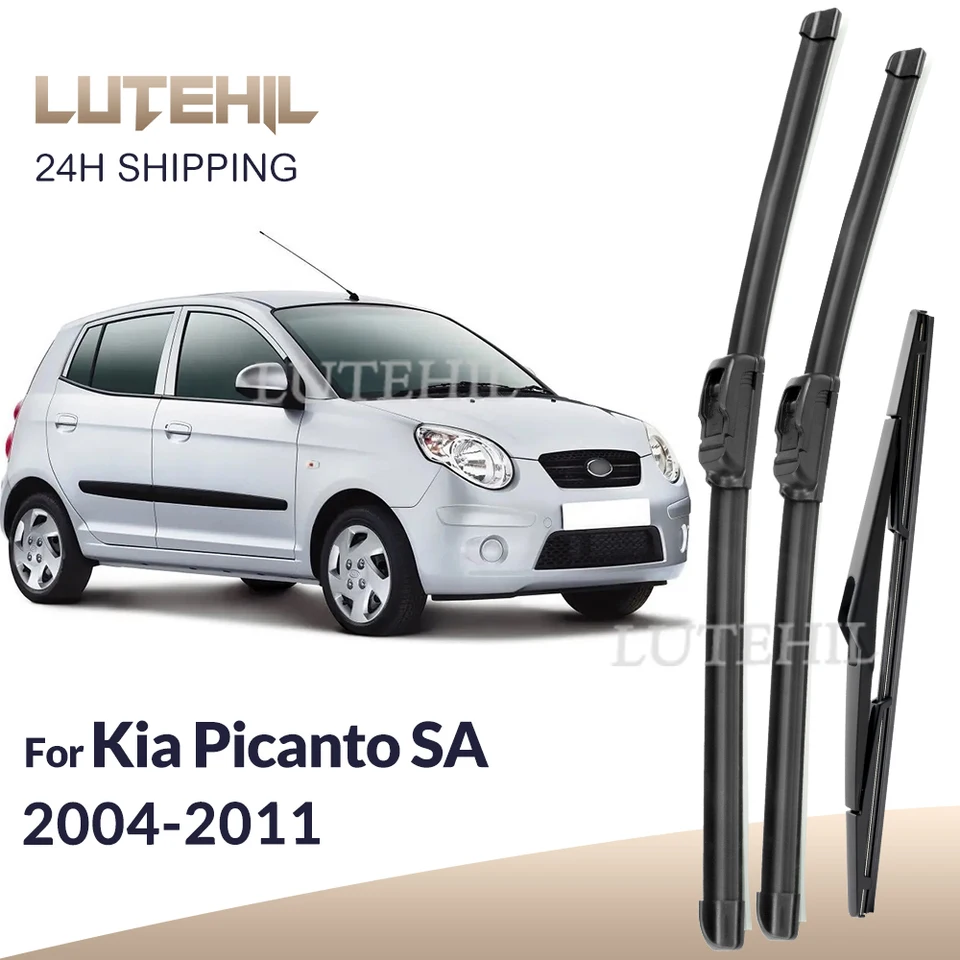 Essuie-Glace Avant + Arrière Pour Kia Picanto SA MK1 (2004-2011) – Balais Enduits 22" + 16" + 12", Conduite à Gauche, Visibilité Parfaite Toute L’Année
