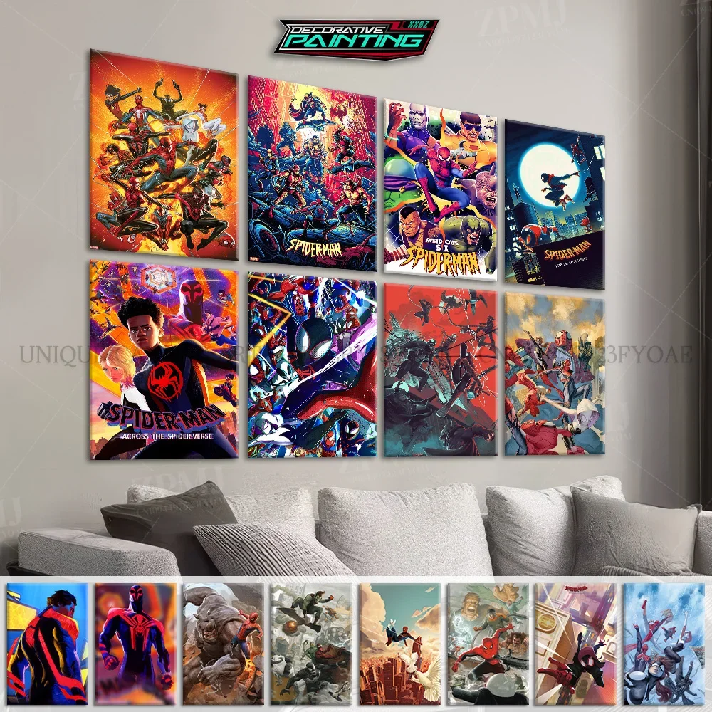 Cuadros artísticos de pared de la serie Marvel Comics Spider Man, lienzo impreso, decoración del hogar, carteles sin marco, pinturas de películas para sala de estar
