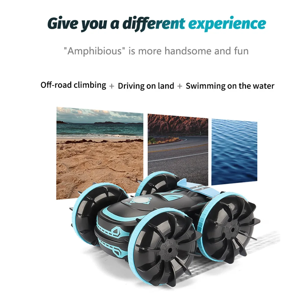 AS96-RC Stunt Car 4WD Watch Gesture Sensor Control Deformable Car Auto-Demo هدية عيد ميلاد - أزرق