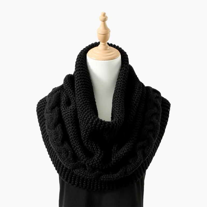 Women Winter Knitted Neck Warmer Thick Windproof Neck Gaiter Fashion Soft Decorative Circle Scarf for Cold Weather