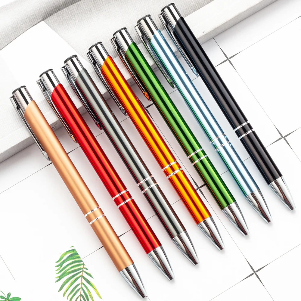 

100pcs/Lot Metal Ballpoint Pen Nice Gift For Business Office Students Teachers Wedding Christmas Free Custom Logo