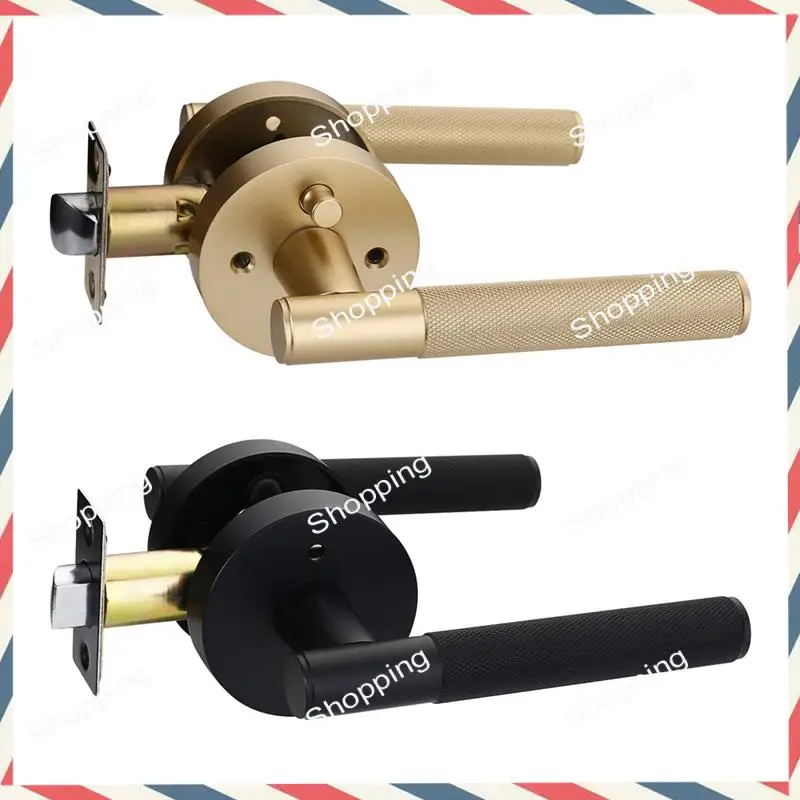 

M20K Privacy Door Handle Knurled Handle Lever Bedroom Bathroom Passage Door Lock Reversible Keyless