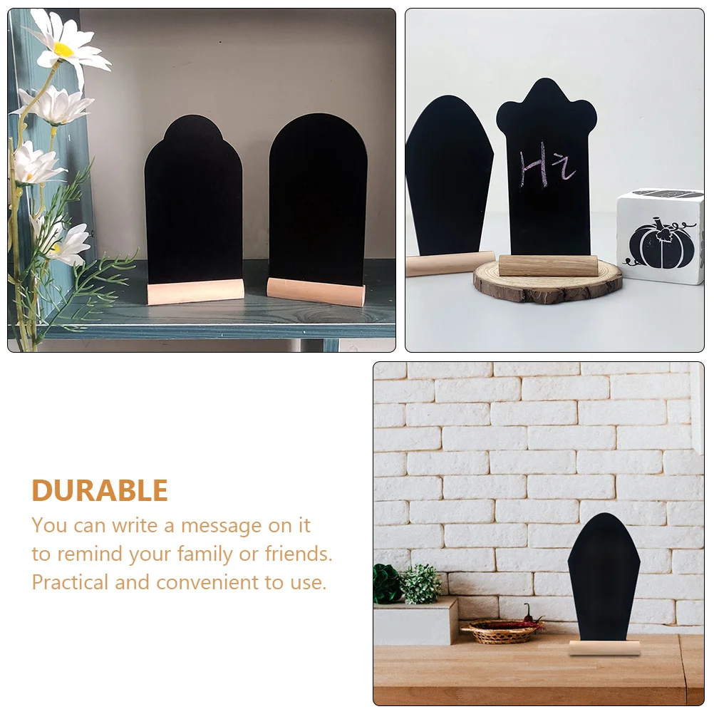 4Pcs Blackboards Decor Reusable Wooden Chalk Message Boards Two-Sided Desktop Note Writing Signs Blackboards Decor