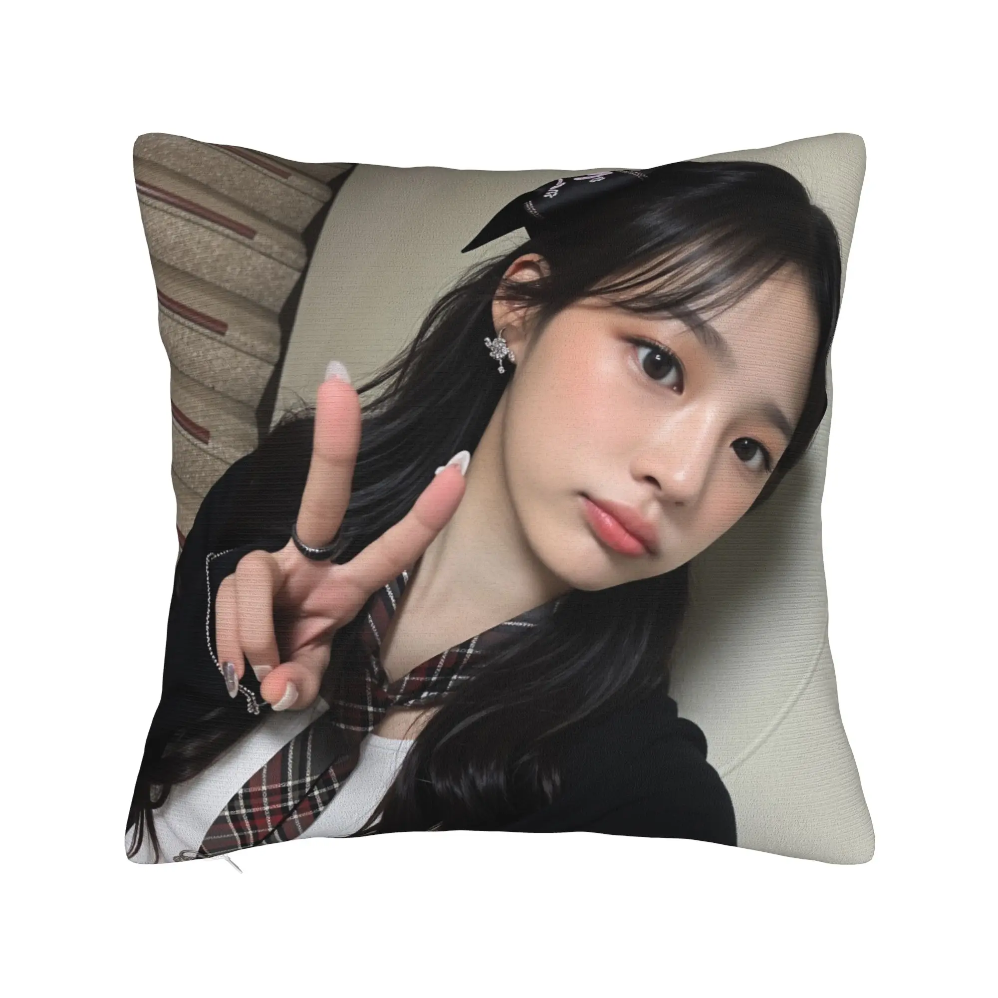 Kpop Girl Minji Bunnies Art Pillowcases  Cute Funny Pillow Case For Living Room Sofa Graphic Pillow Cover