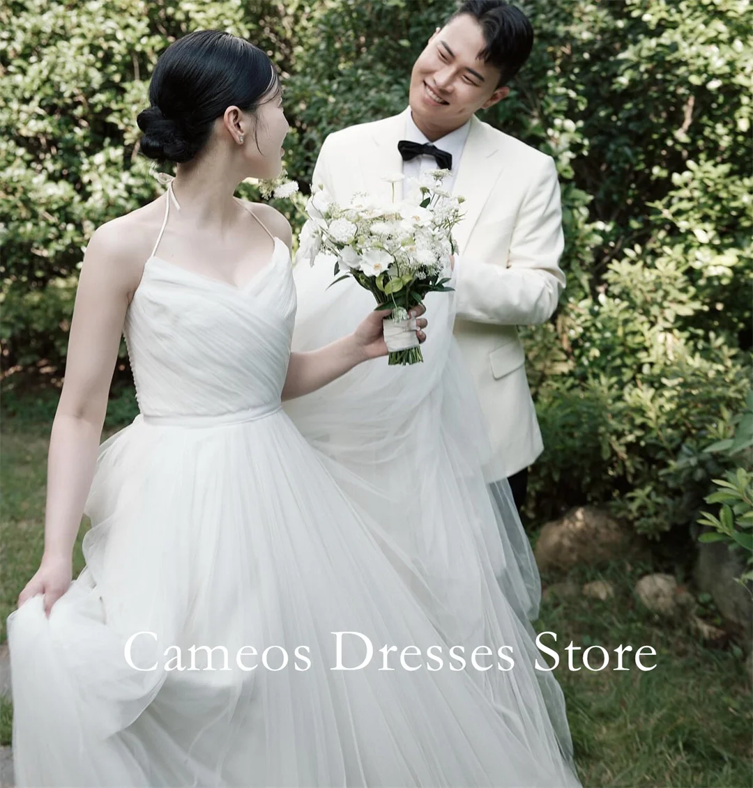 SONDR Customized V-Neck Sleeveless Wedding Dresses Simple A-Line Tulle Corset Korea Brides Gowns Women Bridal Dresses
