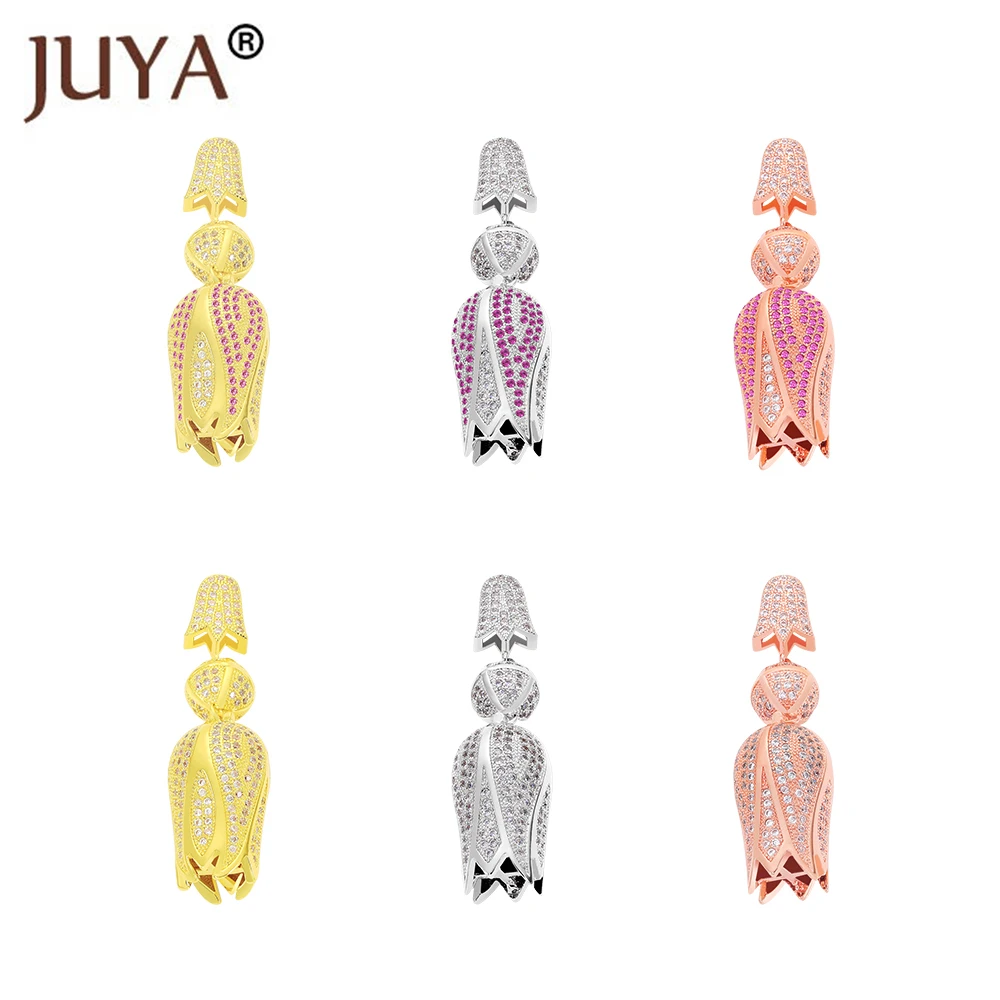 JUYA New Tulip Micro set Multi diamond Tassel Pendant Pearl Tassel Pendant Earrings Hand Necklace Jewelry DIY Making Accessories