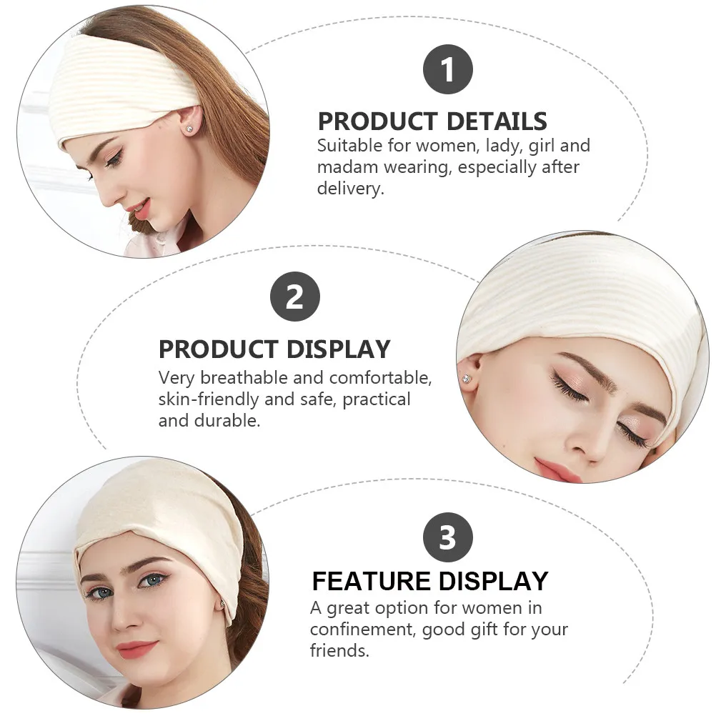

2Pcs Pure Cotton Headscarf Windproof Warm Headband for Women Lady Girl Soft Comfortable Confinement Recovery Essential