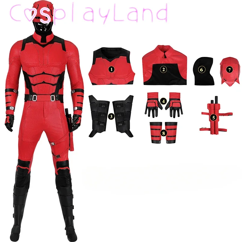 

New Superhero Dare Cosplay Costume Matt Suit Adult Men Halloween Comic Con Outfit Custom Made Superhero Red Jumpsuit Vest