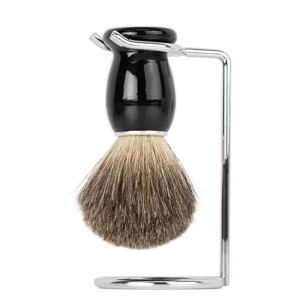 

22mm Badger Shaving Brush Stand Set, Badger Hair Shave Brush, Stainless Steel Shaving Brush Stand Holder for Men's Wet Shaving