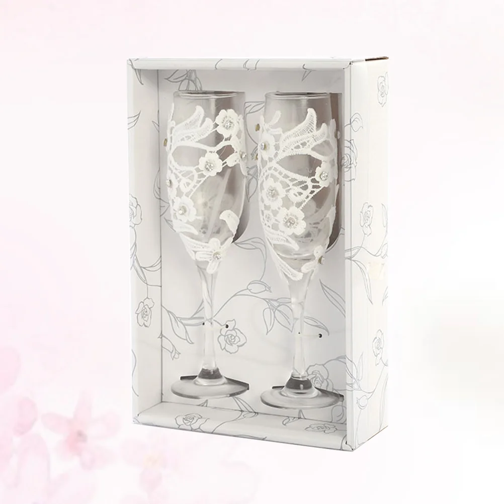 

Wine Glass Suit Lace Wrapped Floral Rhinestone Goblets Wedding Party Stemware Wine Glass Gift Set Lace Goblet Wedding Goblet