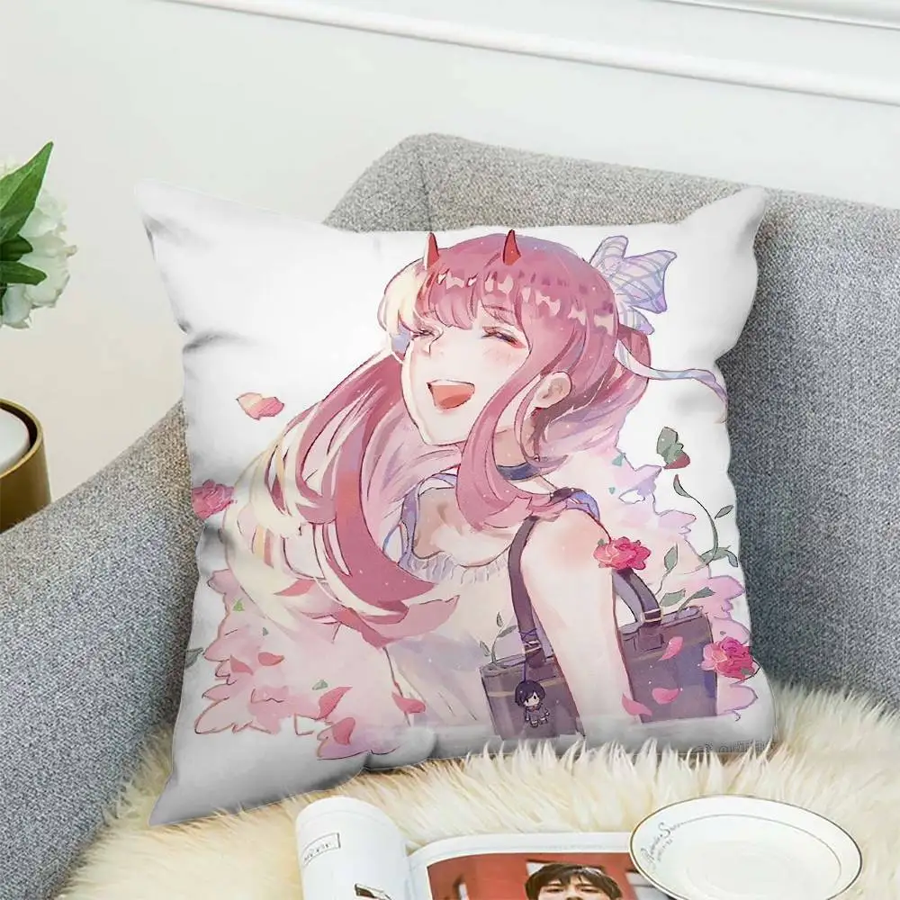 

Darling In The FranXX Pillow Case Double-Sided Printing Cushion Cover 45x45 Decorative Cushions Sofa Home Decor Soft Pillowcase