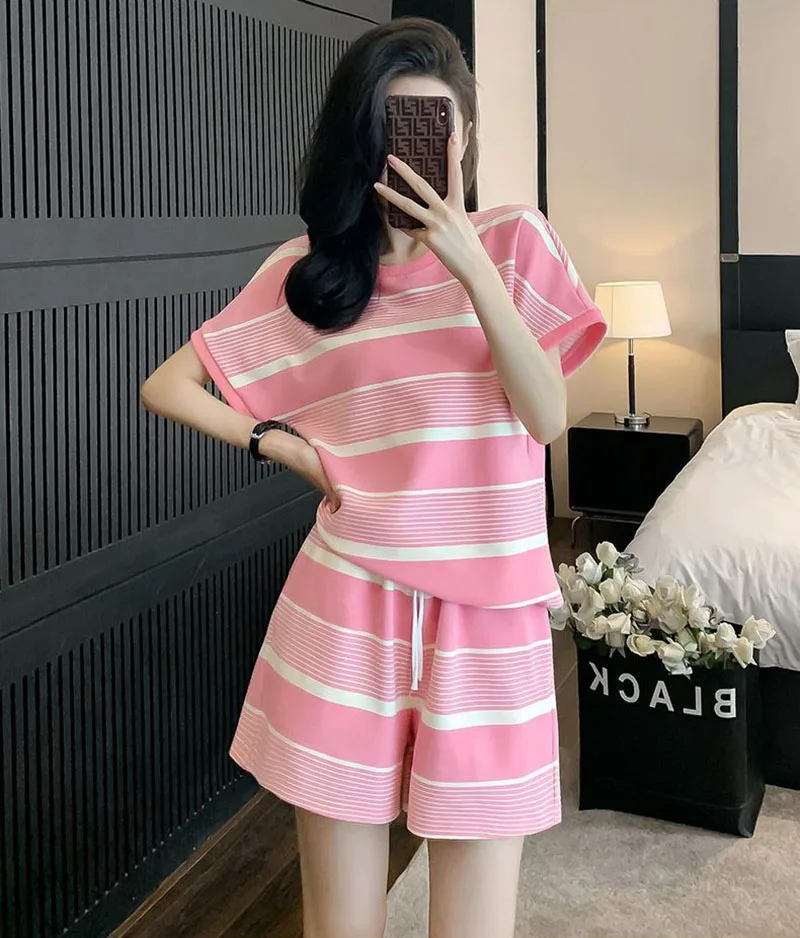 Sweat Suits Women 2026 Summer New Korean Loose Casual Fashion Round Neck T-shirt Shorts Student Running Sports 2 Two Piece Set