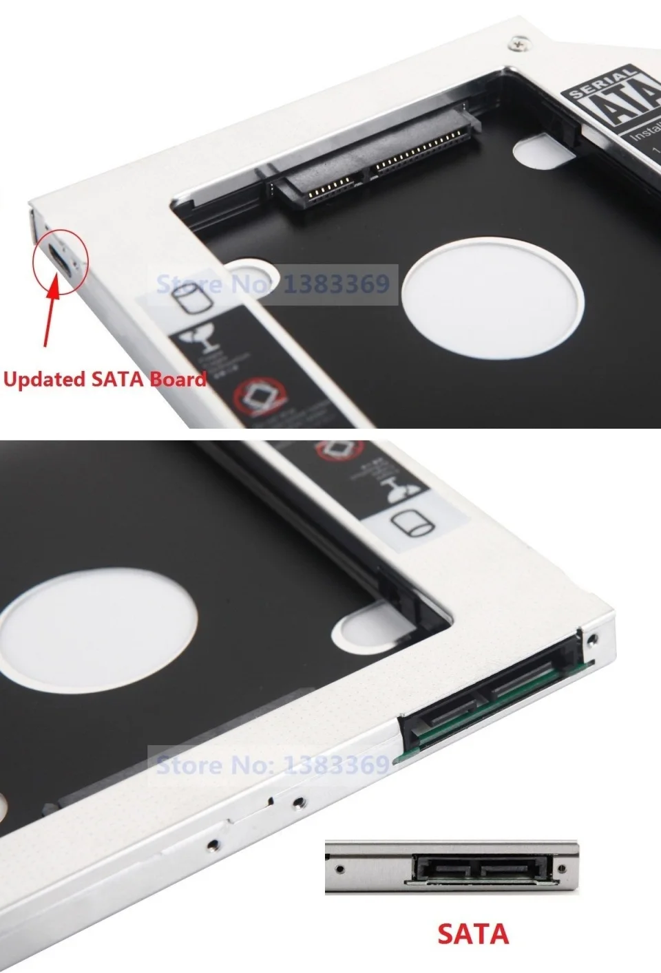 NIGUDEYANG 2nd SATA Festplatte HDD SSD Caddy + Lünette Front Panel + Halterung für Lenovo ThinkPad T440P T540 T540P w540 W540P W541