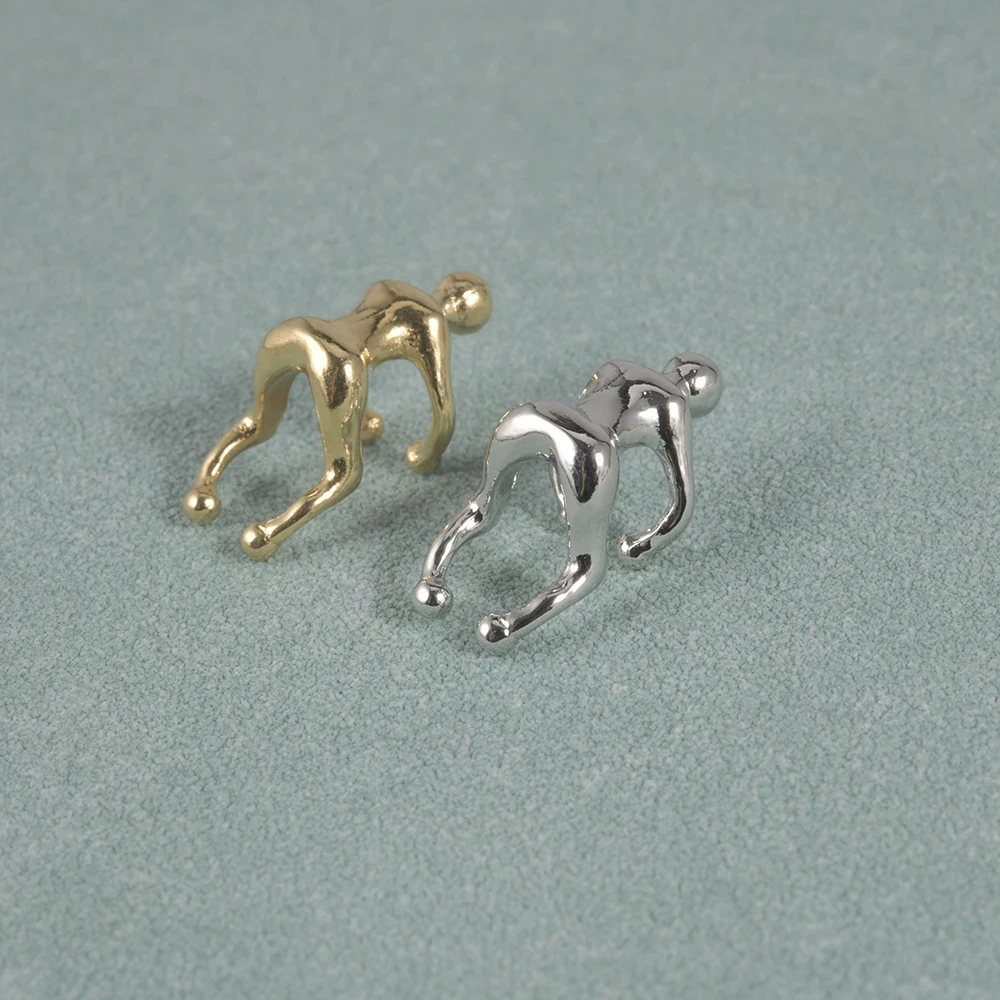 1PC Small Human Body Lie Flat Ear Clip Earrings for Womens Waterdro Zirconia Ear Cuff Party Fashion Shiny Earring Jewelry Gift