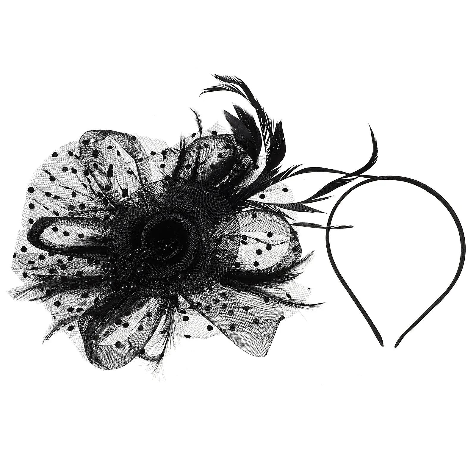 

1 set Headpiece Elegant Fascinator Hat Headband For Women Prom Wedding Tea Party Hair Accessories Veil Decor