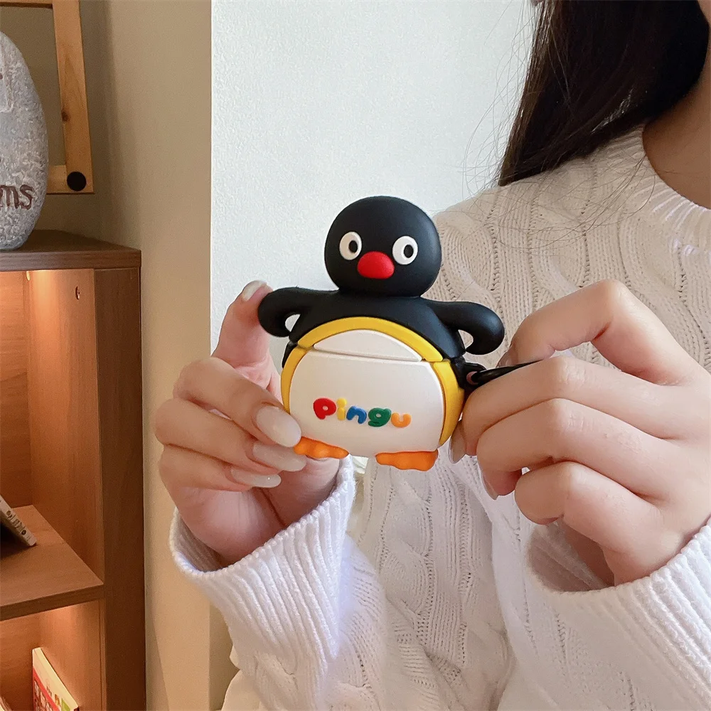 

Kawaii 3D Penguin Cute Silicone Shockproof Earphone Case Cover for Apple Airpods 4 3 Pro 2 Pro 3 Cover New Headphone Cover Funda