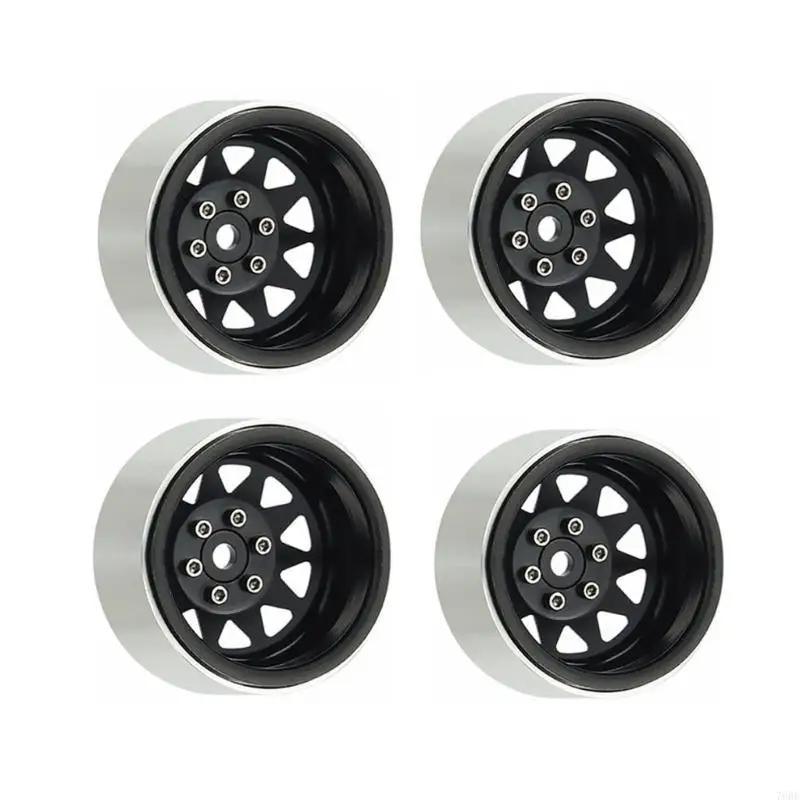 

76HF 1.9in 4pcs 5 Slots Remote Control Car Wheel Rims Metal Modified Part for Remote Car Climbing Truck Decorative Supplies
