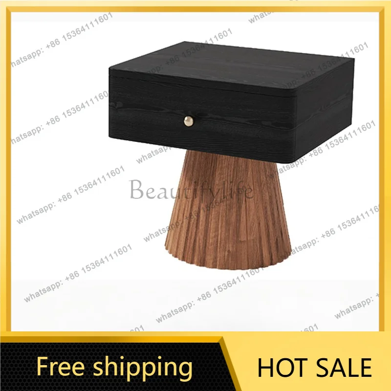 PG antique bedside table, all solid wood home bedroom, high-end small bedside storage cabinet