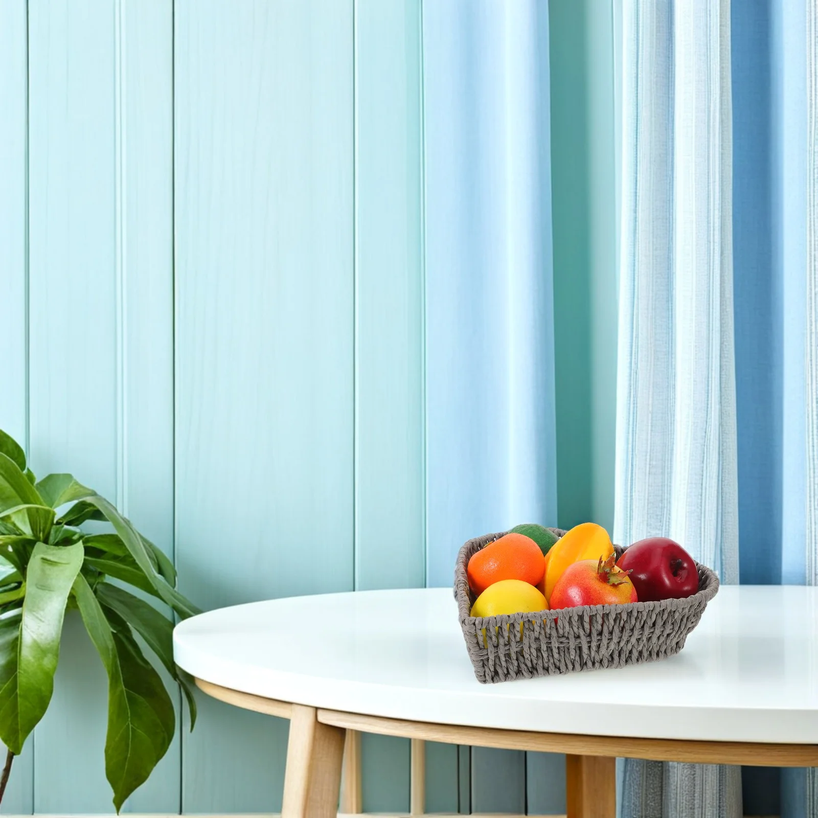 

2Pcs Heart Shape Fruit Basket Woven Paper Rope Storage Organizer for Snack Countertop Home Decor Living Room Use