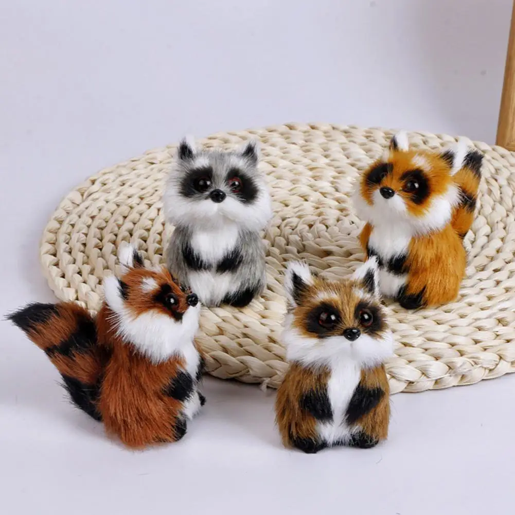 Cute Plush Raccoon Doll with Lanyard Soft Fluffy Raccoon Animal Pendant for Bags Keys Christmas Trees Collectible Gifts for Kids